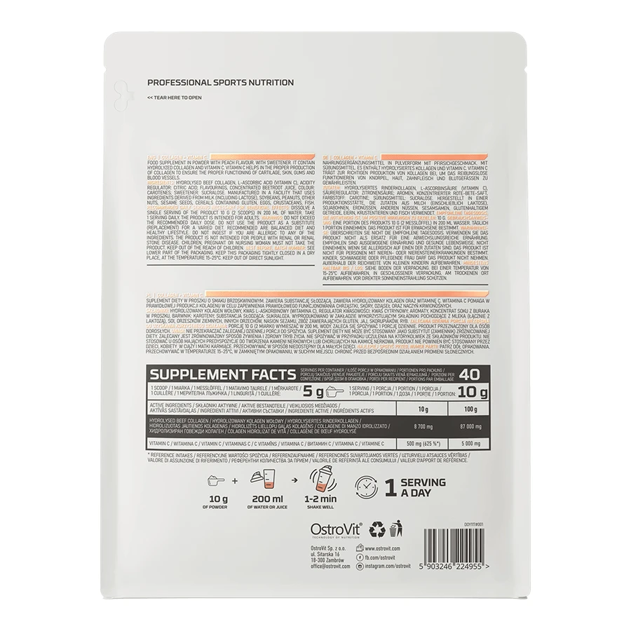 OstroVit Kollagen + Vitamin C, Pfirsichgeschmack, 400 g