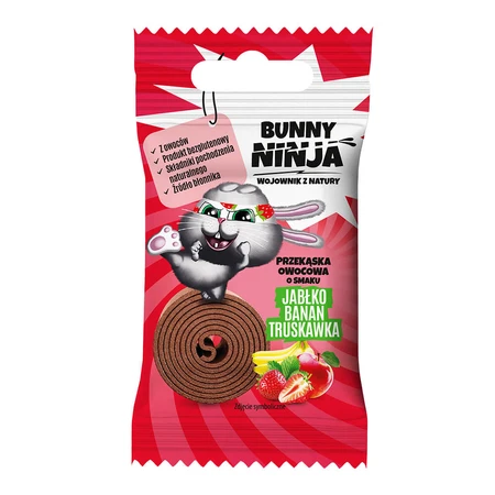 Bunny Ninja Fruit Rolls set, snack de fruits, 4 x 15 g + livre de coloriage gratuit