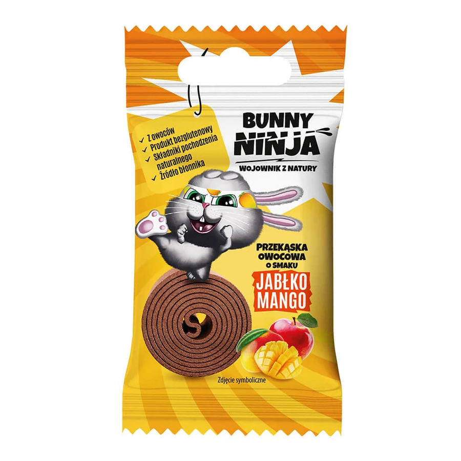 Bunny Ninja Fruit Rolls set, snack de fruits, 4 x 15 g + livre de coloriage gratuit