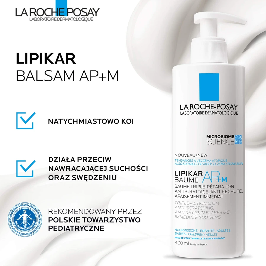 Set La Roche-Posay Lipikar Baume AP+M, crema corpo, 400 ml + Syndet AP+, crema detergente corpo, dalla nascita, 400 ml