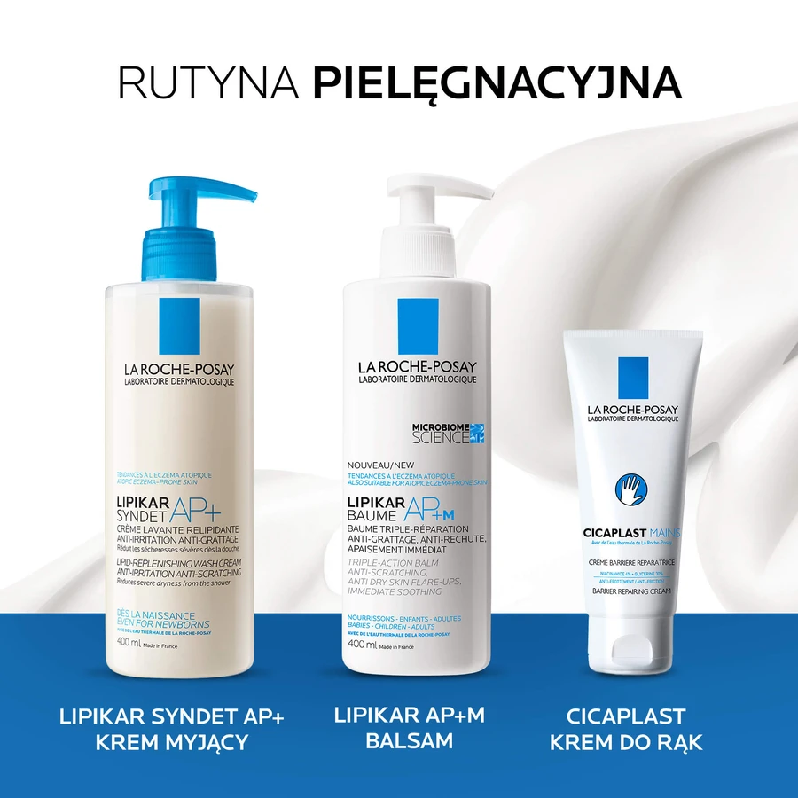 Set La Roche-Posay Lipikar Baume AP+M, crema corpo, 400 ml + Syndet AP+, crema detergente corpo, dalla nascita, 400 ml