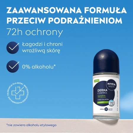 Nivea Men Derma Control Sensitive, antitranspirant, roll-on, 50 ml