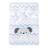 BabyMatex, Ricco embroidered microfiber blanket, 75 cm x 100 cm, white and blue with doggie