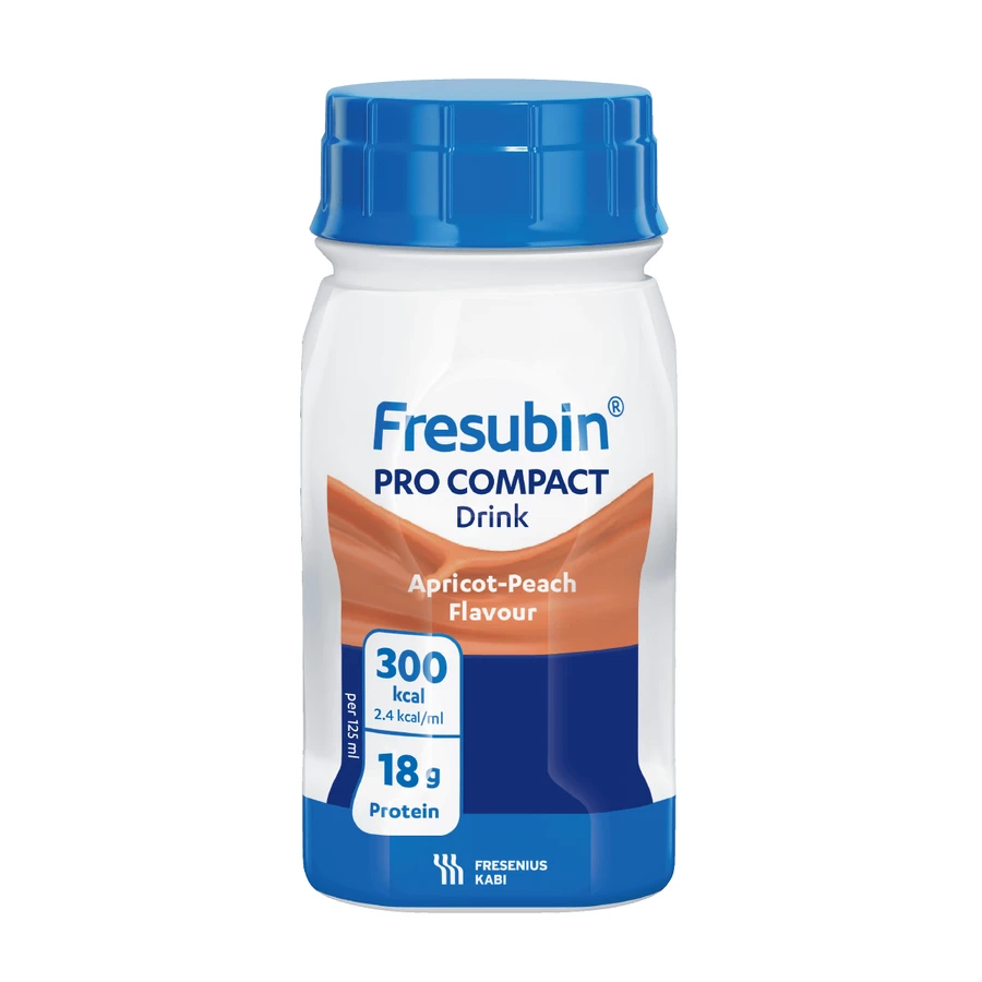 Fresubin Pro Compact Drink, préparation nutritionnelle, goût abricot-pêche, 4 x 125 ml