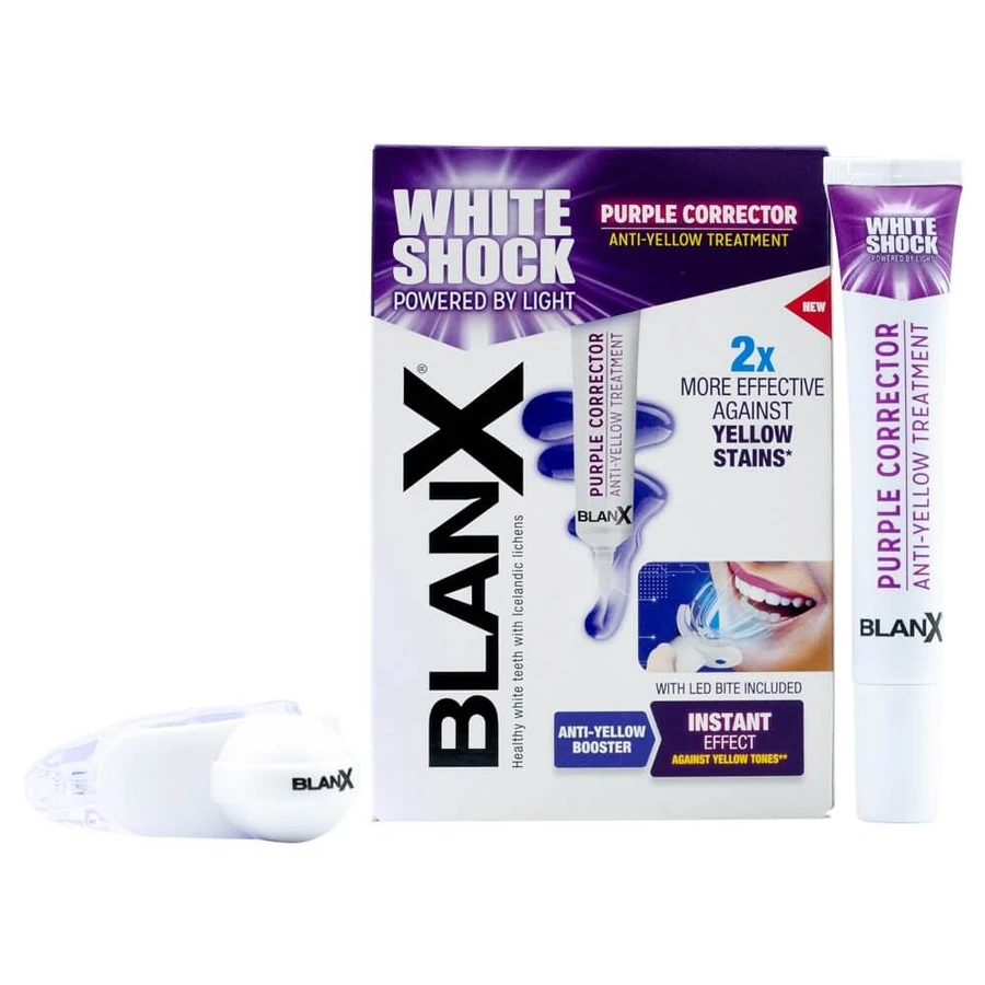 BlanX White Shock Purple Corrector, tandbleeksysteem, serum, 20 ml + Led Bite cap