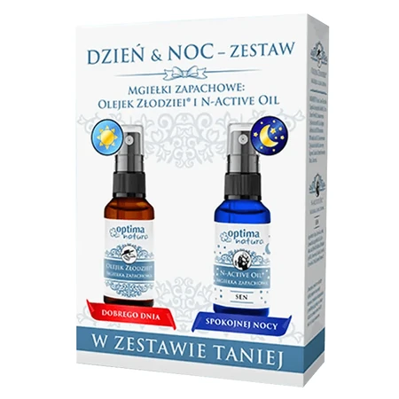 Optima Natura Day & Night Set, Thieves Oil, ceață parfumată, 50 ml + N-Active Oil Sleep, ceață parfumată, 50 ml