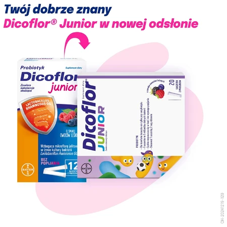Dicoflor Junior, voor kinderen vanaf 3 jaar en volwassenen, bosvruchtensmaak, 20 sachets