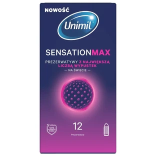 Unimil Sensation Max, Preservativi in lattice con bordino, 12 pezzi