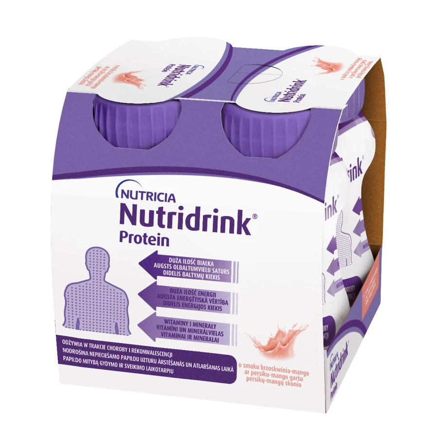 Nutridrink Protein-Kit, Nährstoffpräparat, Pfirsich-Mango, 4 x 125 ml + Erdbeergeschmack, 4 x 125 ml + Waldfruchtgeschmack, 4 x 125 ml + roter Fruchtgeschmack, 4 x 125 ml