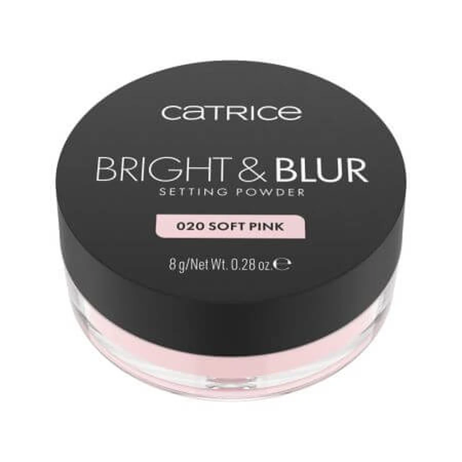 Poudre de réglage, 020 Soft Pink, Poudre de réglage Bright & Blur, 9 g, Catrice