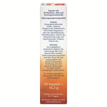 Ginseng + Vitamin B + Zink, 30 Kapseln, Doppelherz