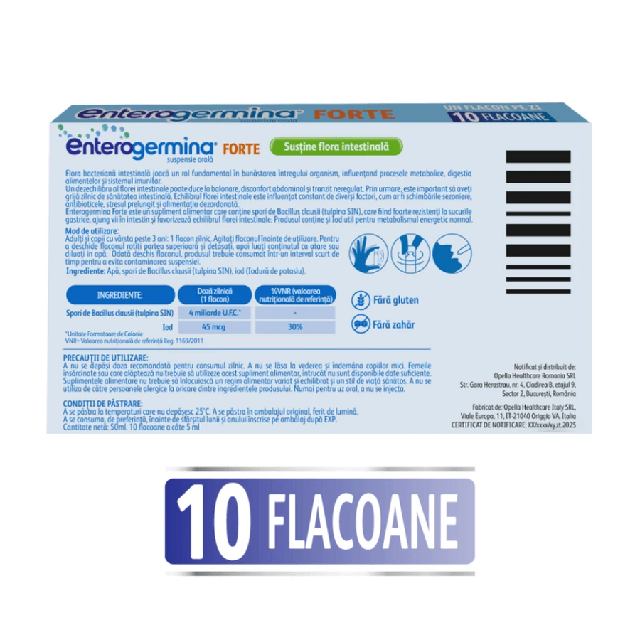 Enterogermina Forte 2×10 vials of 5 ml oral suspension, Sanofi