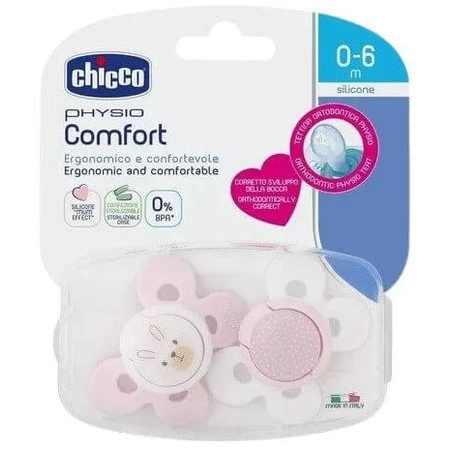 Chicco Physio Comfort Chupete Silicona Conejito/Bombones 0-6m 2 pcs