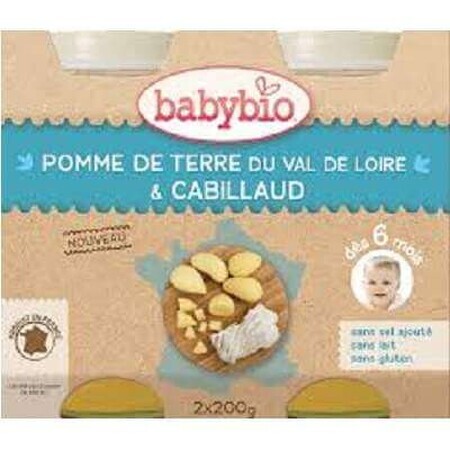 Purè di patate biologico e pesce Morun, 2x200g, +6 mesi, BabyBio