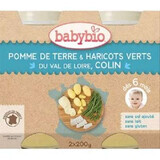 Purè di patate, fagiolini e merluzzo bio, +6 mesi, 2X200g, Babybio