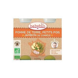 Biologische aardappelpuree, doperwten en rauwe ham, +8 maanden, 2x 200g, BabyBio