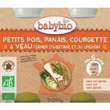 Biologische erwtenpuree, courgette en kalfsvlees, +6 maanden, 2x200g, BabyBio