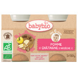 Organic apple and chestnut puree, +6months, 2x130g, BabyBio