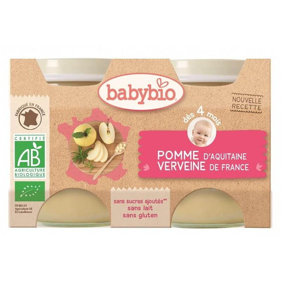 Biologische appelmoes met verbena-extract, +4 maanden, 2x 130g, BabyBio