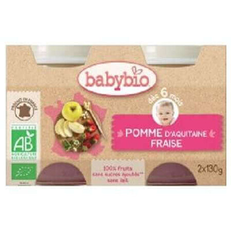 Biologische puree van appels, aardbeien en bosbessen, +6 maanden, 2x 130g, BabyBio