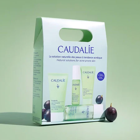 Caudalie Vinopure Starter Kit, face wash gel, 30 ml + toner, 50 ml + serum for imperfections, 10 ml + mattifying and moisturizing fluid, 15 ml