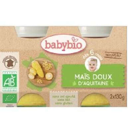 Purea di mais dolce bio, +6 mesi, 2x 130g, BabyBio