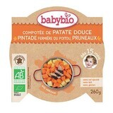 Bio Zoete aardappelpuree, pruimen en parelhoenvlees, +15maanden, 260 g, BabyBio