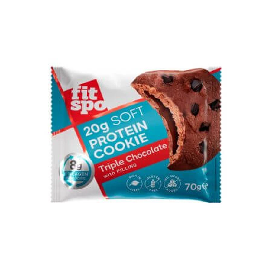Ciasteczka proteinowe z potrójną czekoladą, 70 g, FitSpo: ceny i cechy