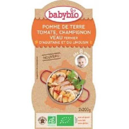 Purée de tomates, champignons et veau bio, +8 mois, 2 x 200g, BabyBio