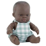 Baby African boy doll with overalls My Friends & Me, 21 cm, 10 months+, Miniland