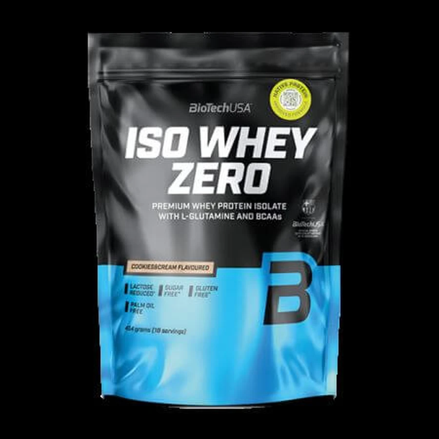 Premium wei-eiwitisolaat Iso Whey Zero, Koekjes&room, 454 g, BioTechUSA
