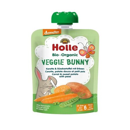 Puree van wortel, zoete aardappel en erwten, 100 g, Holle