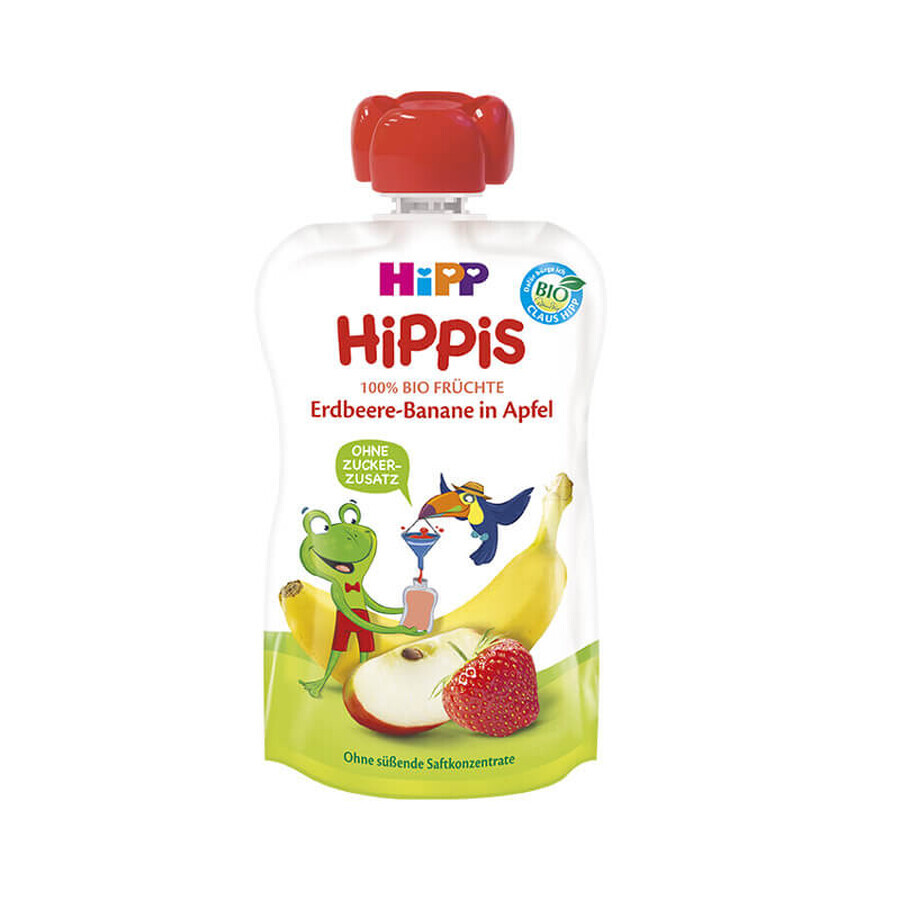 Purée de pommes, fraises et bananes HiPPiS, +12 mois, 100 g, Hipp