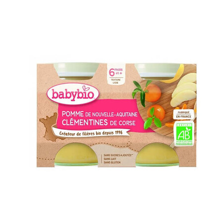 Appel-, clementine- en rijstpuree, 2x130 gr, Babybio