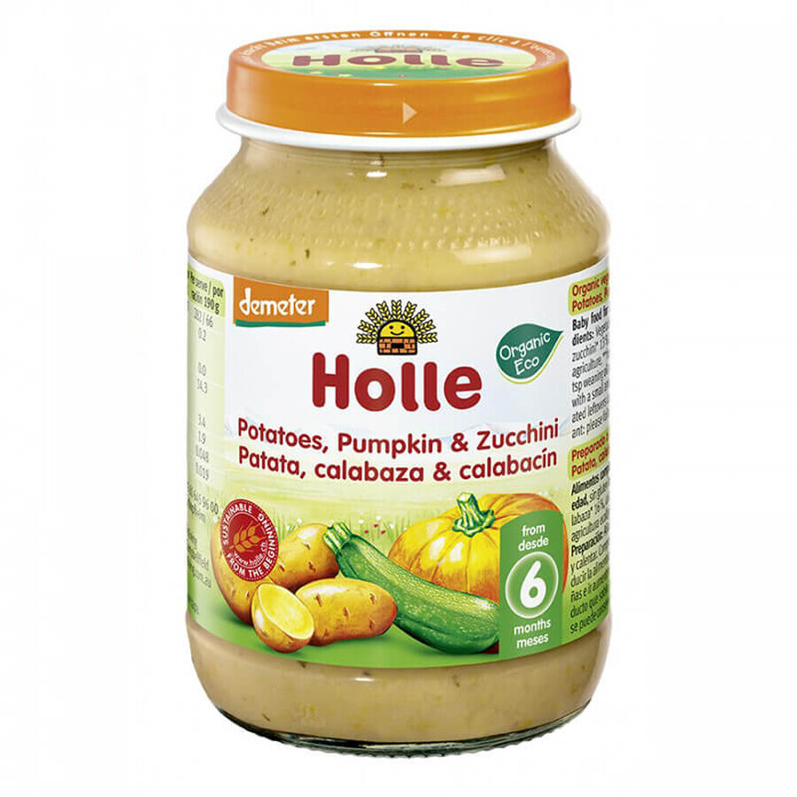 Courgette-, pompoen- en aardappelpuree, 190 g, Holle Babyvoeding