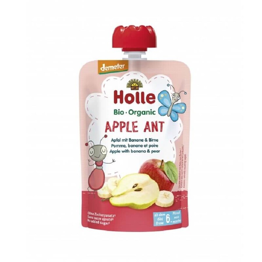 Eco puree met appels, bananen en peren, 100 g, Holle