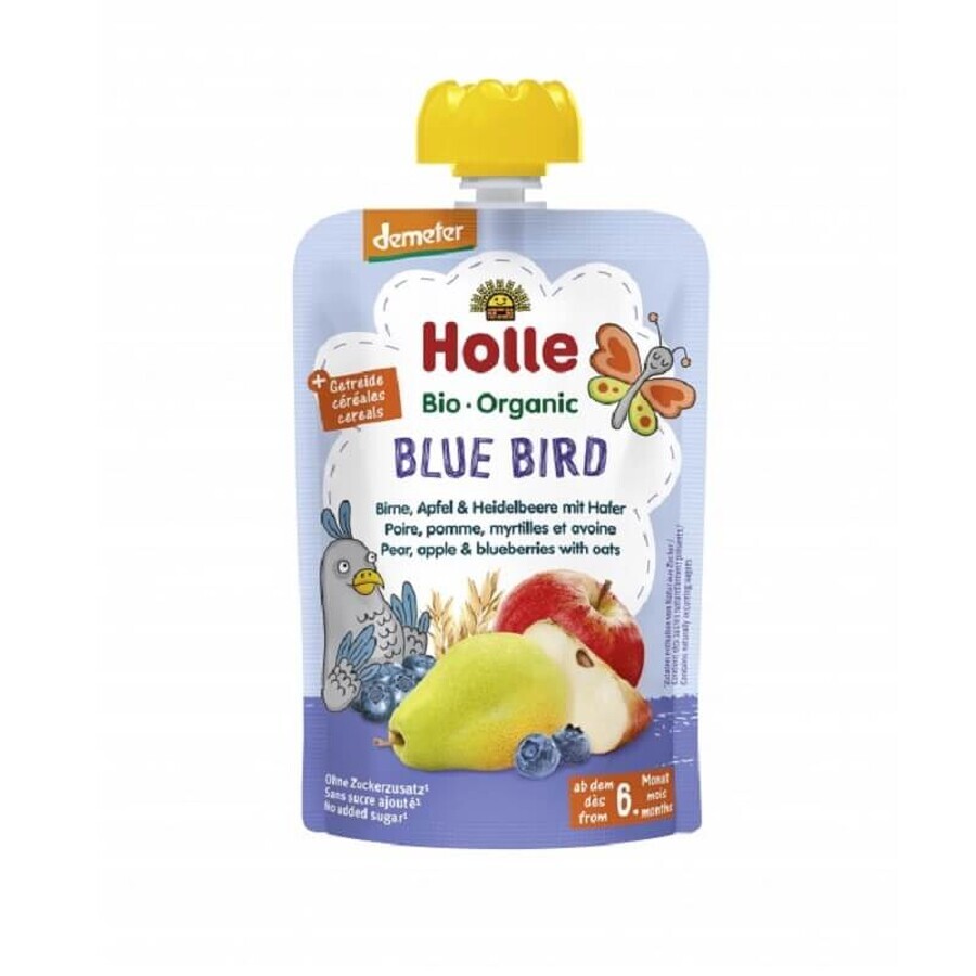 Öko-Püree mit Birnen, Äpfeln, Heidelbeeren und Haferflocken, 100 g, Holle