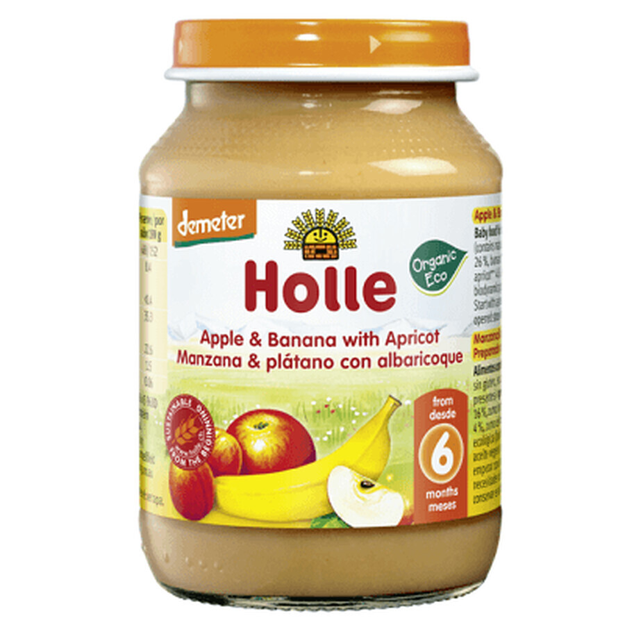 Apfel-, Bananen- und Aprikosen-Öko-Püree, +6 Monate, 190 g, Holle Babynahrung