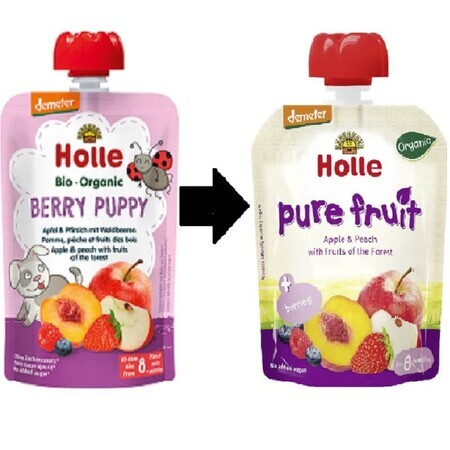 Eco puree van appels, perziken en bessen, +8 maanden, 90 gr, Holle Babyvoeding