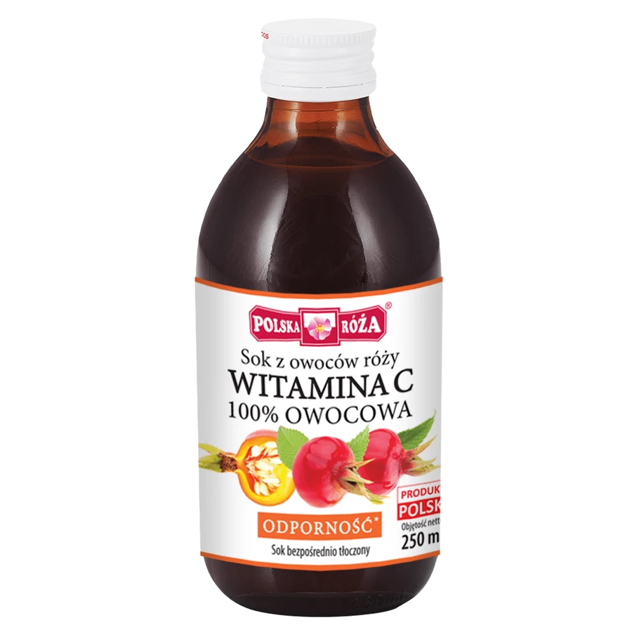 Polska Róża Vitamina C 100% zumo de frutas, zumo de rosa mosqueta, 250 ml