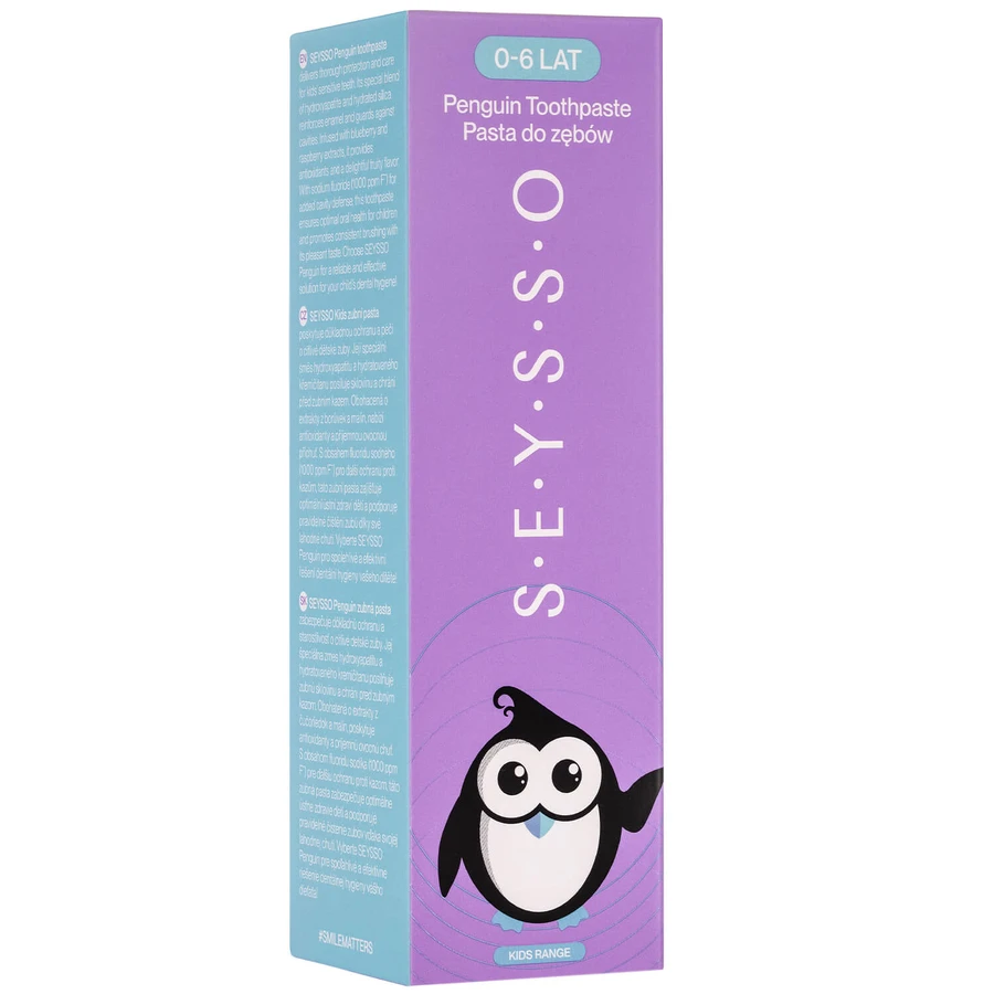 Seysso Kids Penguin, kindertandpasta met fluoride, 0-6 jaar, 75 ml VERONTREINIGDE VERPAKKING