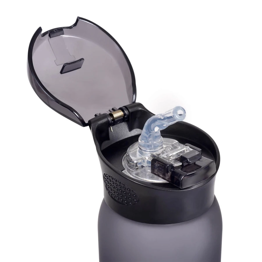 Casno, Colorado tritan bottle with straw, grey 600 ml