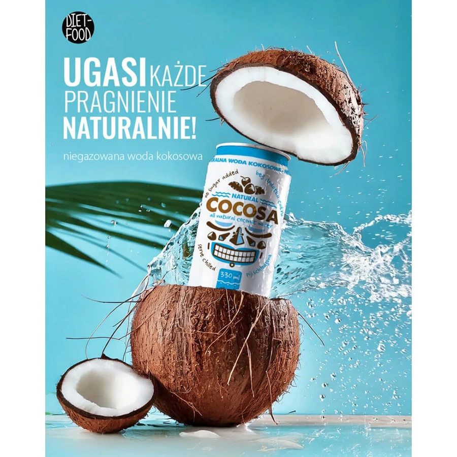 Diet-Food Cocosa Natural Water, acqua di cocco, liscia, 330 ml