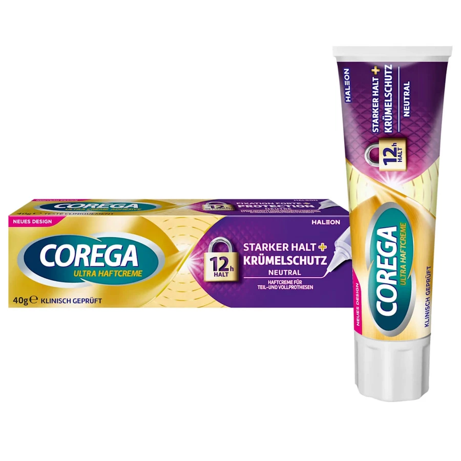 Corega, crema fijadora para dentaduras postizas, neutra, 40 g