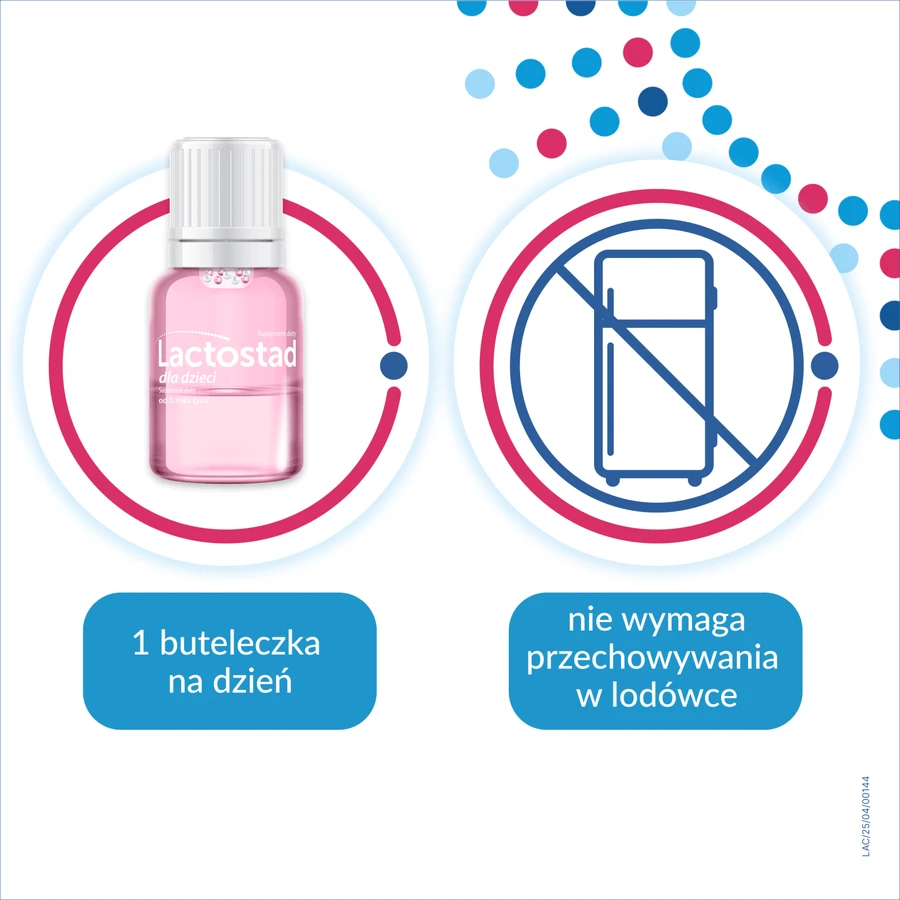 Lactostad dla dzieci od 3 roku, smak truskawkowy, 5 x 7 ml: ceny i cechy