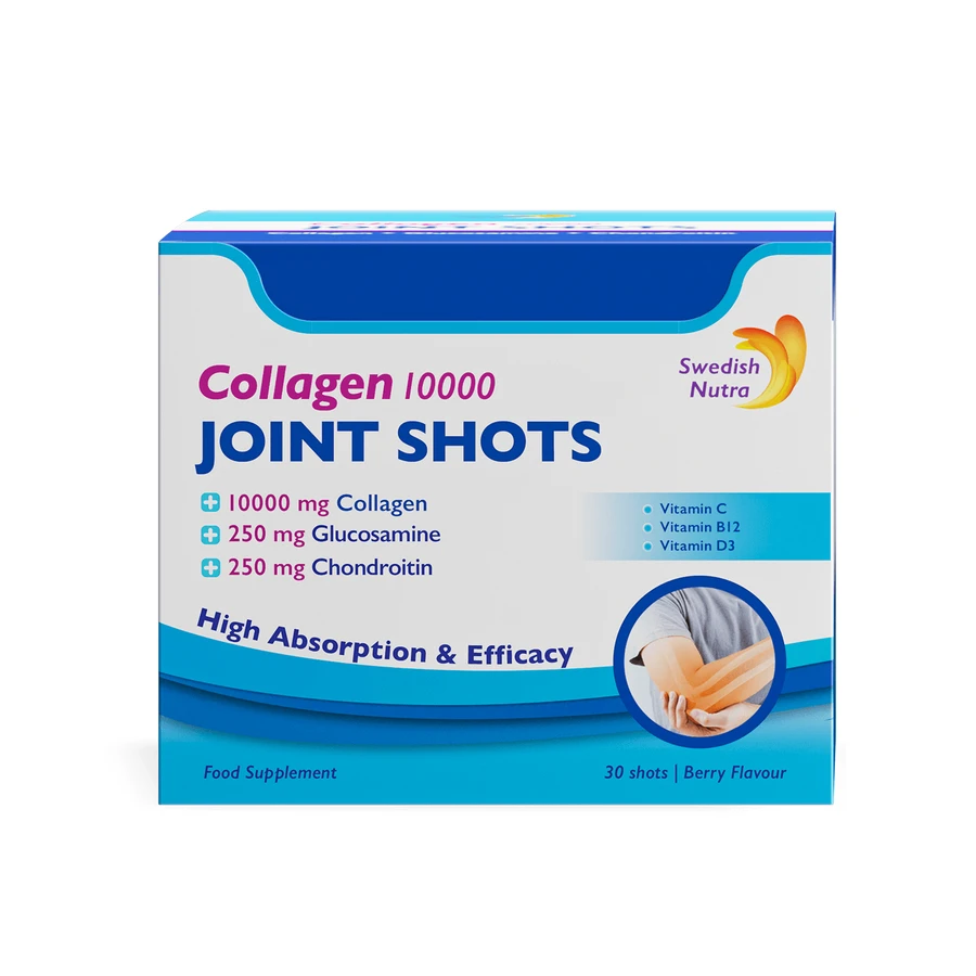 Swedish Nutra Collageen Joint Shots 10000 mg, bessensmaak, 30 stuks