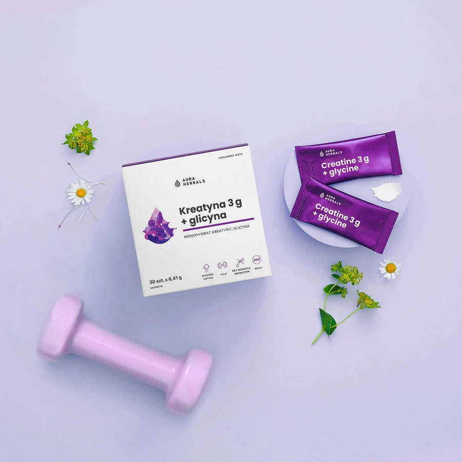 Aura Herbals Creatine 3 g, monohydraat + glycine, 30 sachets