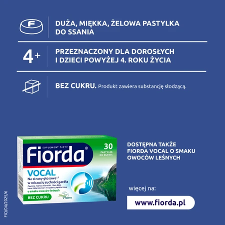 Fiorda Vocal, sinaasappelsmaak, 30 zuigtabletten