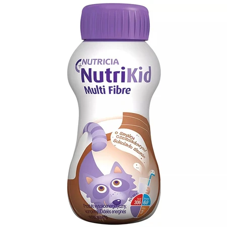 Kit NutriKid Multi Fibre, preparat nutritiv pentru copii peste 1 an, aromă de ciocolată, 10 x 200 ml