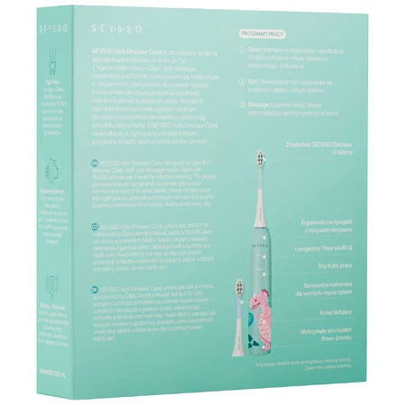 Seysso Kids Dinosaur Coral, sonic toothbrush for kids, ages 3 and up
